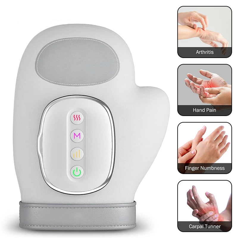 White massage glove with control panel on a white background, featuring the brand AURAGO