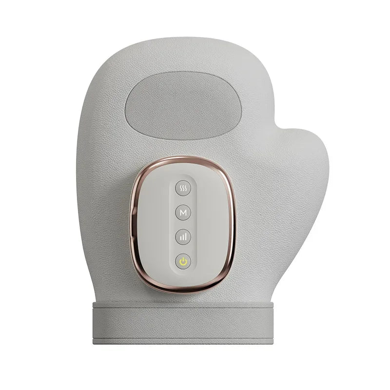 Gray handheld massager with control panel on a white background